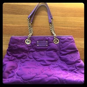 Kate Spade flower embroidered purple handbag